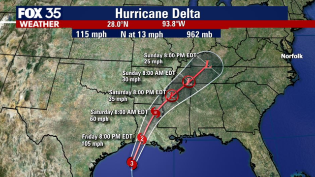 Hurricane Delta expected to hit Louisiana coast as Category 2 storm on Friday
