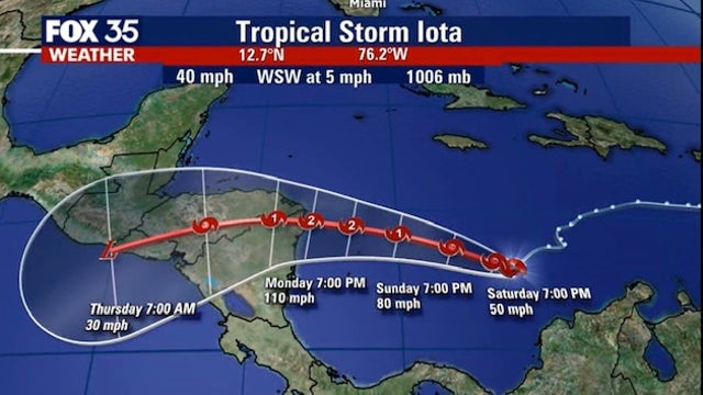 Tropical Storm Iota to strengthen into hurricane before striking Central America