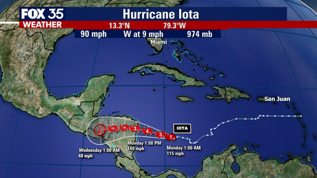 Hurricane Iota expected to strengthen into 'extremely dangerous' Cat 4