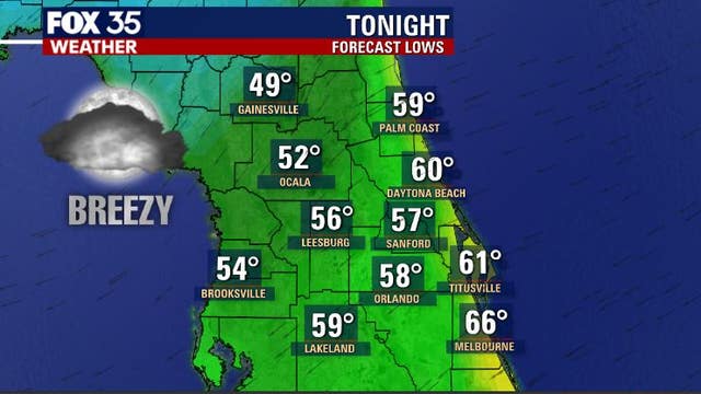 50s and 60s! Another cool night in store for Central Florida