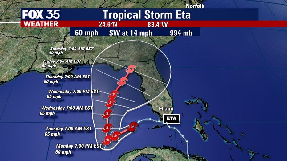 WATCH: Tropical Storm Eta brings strong winds, flooding to Florida