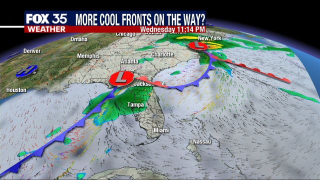 1st of 3 fronts moving in, temps to drop into 30s and 40s this week