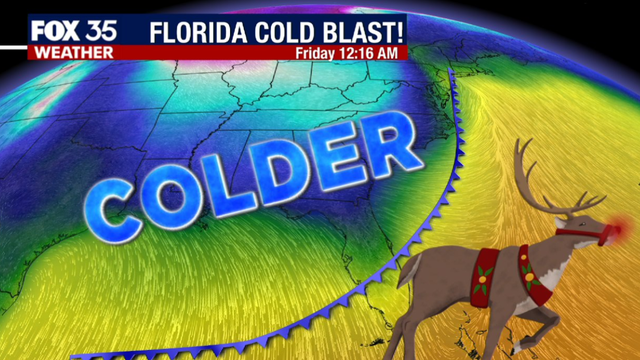 Arctic air pushing into Central Florida on Christmas Day