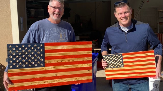Laid-off Disney worker creates wooden American flags in his garage