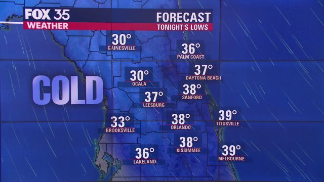 Near-freezing temperatures, frost possibly for Central Florida tonight