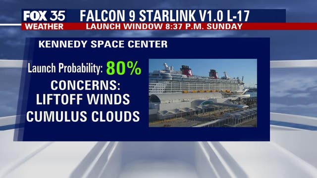Weather looking good for Sunday's SpaceX launch