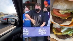 VIDEO: Massive line of cars waits hours for White Castle on opening day