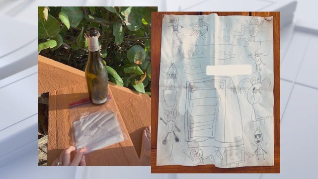 Message in a bottle found 371 miles away in Melbourne Beach