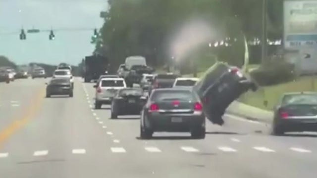 Dashcam of Florida patrol vehicle captures car being swiped, flipped