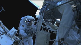 Spacewalk: Astronauts at space station install more solar arrays