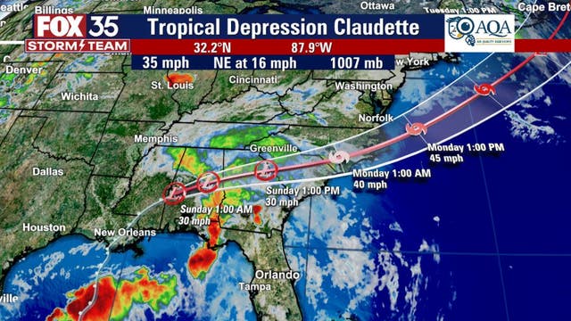 NHC: Claudette downgraded to tropical depression, brings heavy rain and wind to parts of southeast
