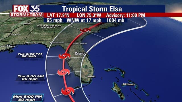 Tropical Storm Elsa gets weaker, slows down but continues to eye Florida