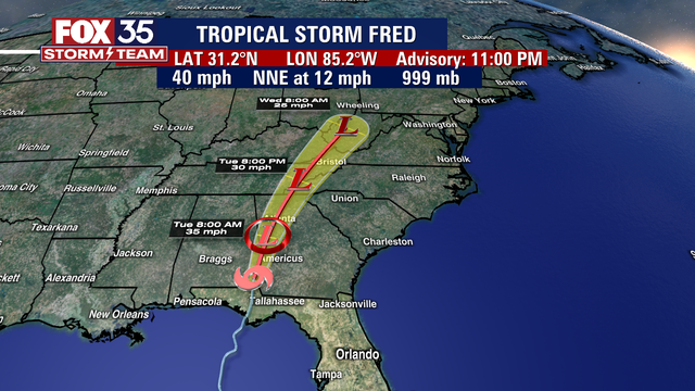 Tropical Storm Fred expected to weaken as it brings heavy rain to Georgia