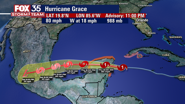 Grace expected to make landfall on Thursday over Yucatan, NHC says