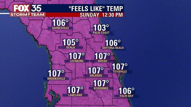 Triple-digit heat index, low rain chances in Central Florida