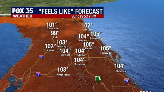 "Feels-like" temperatures in Central Florida soar into triple digits