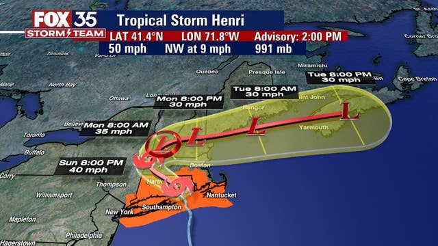 Tropical Storm Henri makes landfall along northeastern U.S. coast