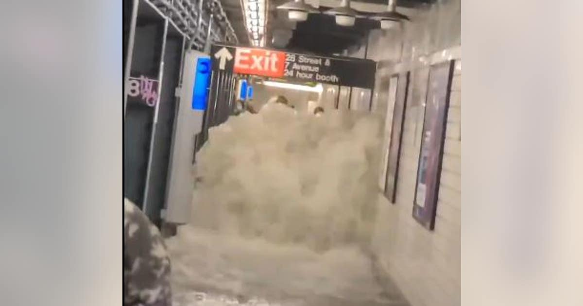 New York flooding: Videos show cars submerged, water pouring into ...