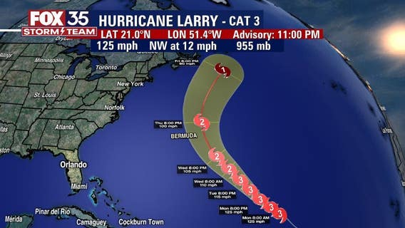 Hurricane Larry churns as a powerful Category 3 storm