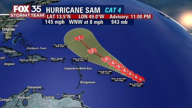NHC: Hurricane Sam strengthens into Category 4 storm