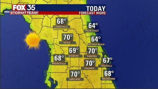 Cool start before sunny, comfortable day in Central Florida
