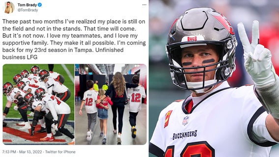 Tom Brady has 'unfinished business,' reverses course on retirement in tweet