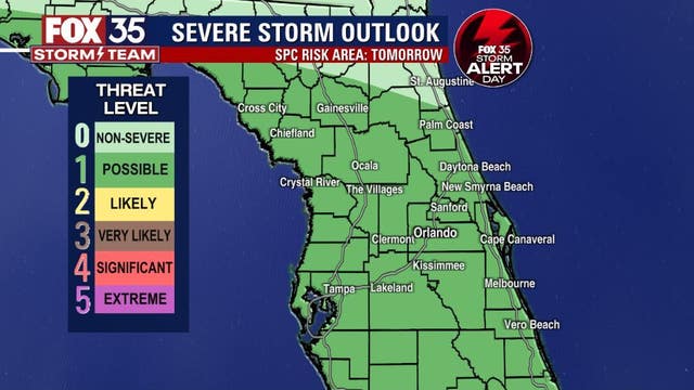 Pleasant day ahead, but rising severe weather risk prompts FOX 35 Storm Alert Days