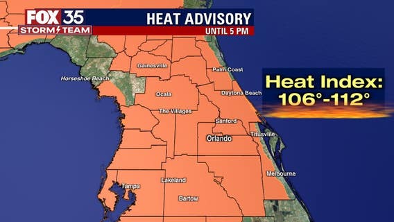 Heat advisory in effect for most of Central Florida, 'feels like' temps up to 112° possible