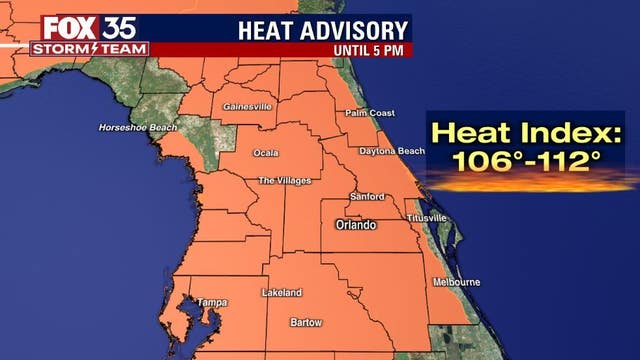 Heat advisory in effect for most of Central Florida, 'feels like' temps up to 112° possible
