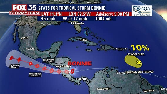 Tropical Storm Bonnie forms in the Atlantic