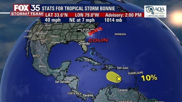 Tropical Storm Colin forms off the coast of South Carolina