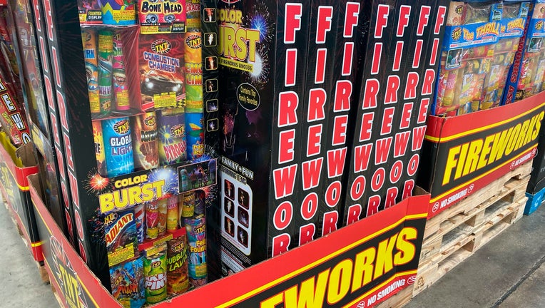 Fireworks retail display, Costco, in Florida where it is legal to sell them direct to consumers