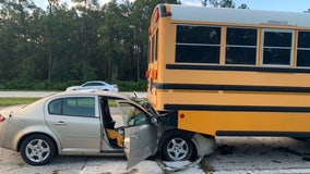 Driver injured after slamming into back of school bus in Daytona Beach, officials say