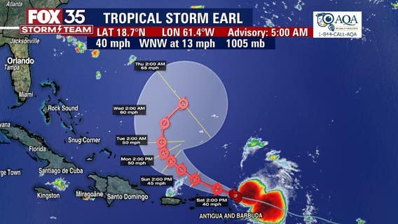 Tropical Storm Earl forms in Atlantic as Danielle weakens to a tropical storm