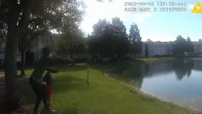 VIDEO: Florida police officer who can't swim bravely jumps in pond to save infant who nearly drowned