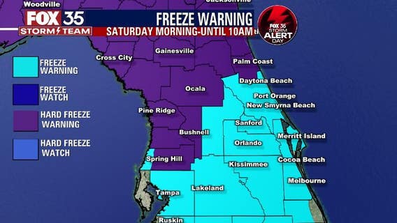 Freeze warnings, watches in Central Florida as winter storm threatens to bring Christmas cold front