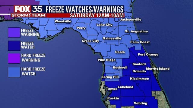 Freeze watches issued for parts of Central Florida ahead of coldest Christmas in decades