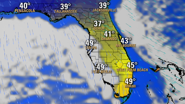 TIMELINE: Cold front to drop temperatures into the 30s, 40s in Central Florida