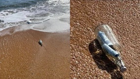 Man finds bottle full of messages while walking along Florida Beach