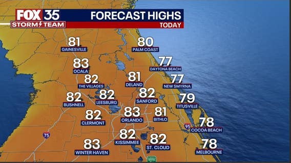 Orlando weather: Sun-filled day with highs in the 80s across Central Florida