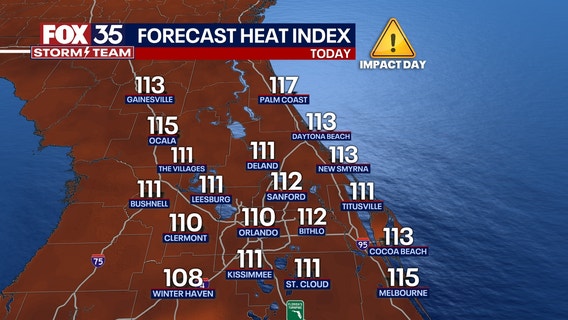 Orlando weather: Sweltering heat index values to peak as high as 115 degrees in Central Florida
