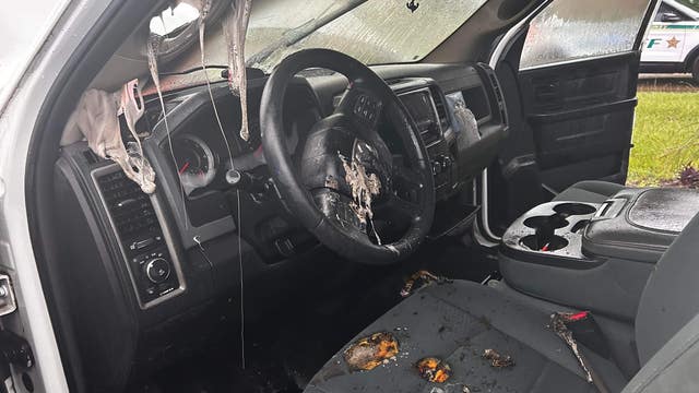 Truck totaled during Florida storm after lightning 'blew the windshield out'