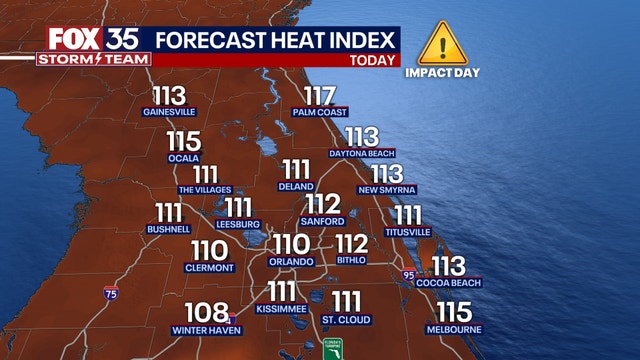 Orlando weather: Sweltering heat index values to peak as high as 115 degrees in Central Florida